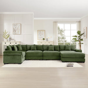 English Elm Oversized Modular Sectional Couch With Ottoman - Premium Corduroy, Ergonomic Comfort For Living Spaces W714S01343-GIGA