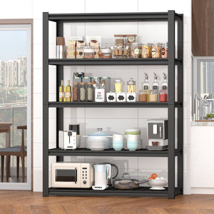 English Elm 59" Wide Black Metal Shelving Unit with Removable Dividers for Garage or Office T3625P455778