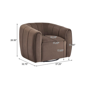 English Elm Christopher Knight Home® - Swivel Velvet Club Chair with Tub Back and 360° Rotation, Plush Iron Frame, No Assembly Needed Dark Brown 37.8 L x 33.46 W x 27.17 H N776P264952D