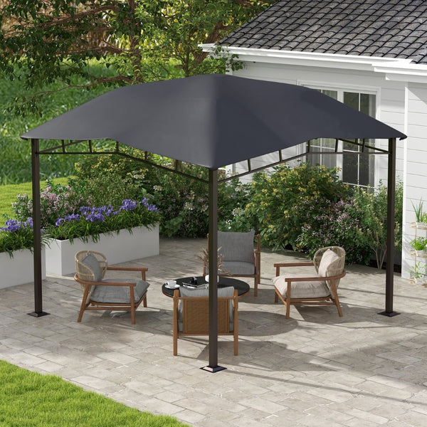English Elm Outsunny 10' X 10' Modern Soft Top Patio Gazebo With Geometric Canopy - Durable All-Weather Frame, Gray W2225P200939-GIGA