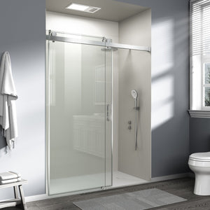 English Elm 56" Frameless Sliding Shower Door Tempered Glass Soft Close Matte Hardware Alcove Fit Chrome W1920P385327