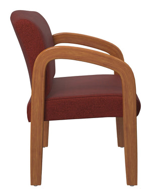 OSP Home Furnishings Medium Oak Wood Visitor Chair with Lumbar Support and Taupe Fabric for Office Use Cherry WD380-K013