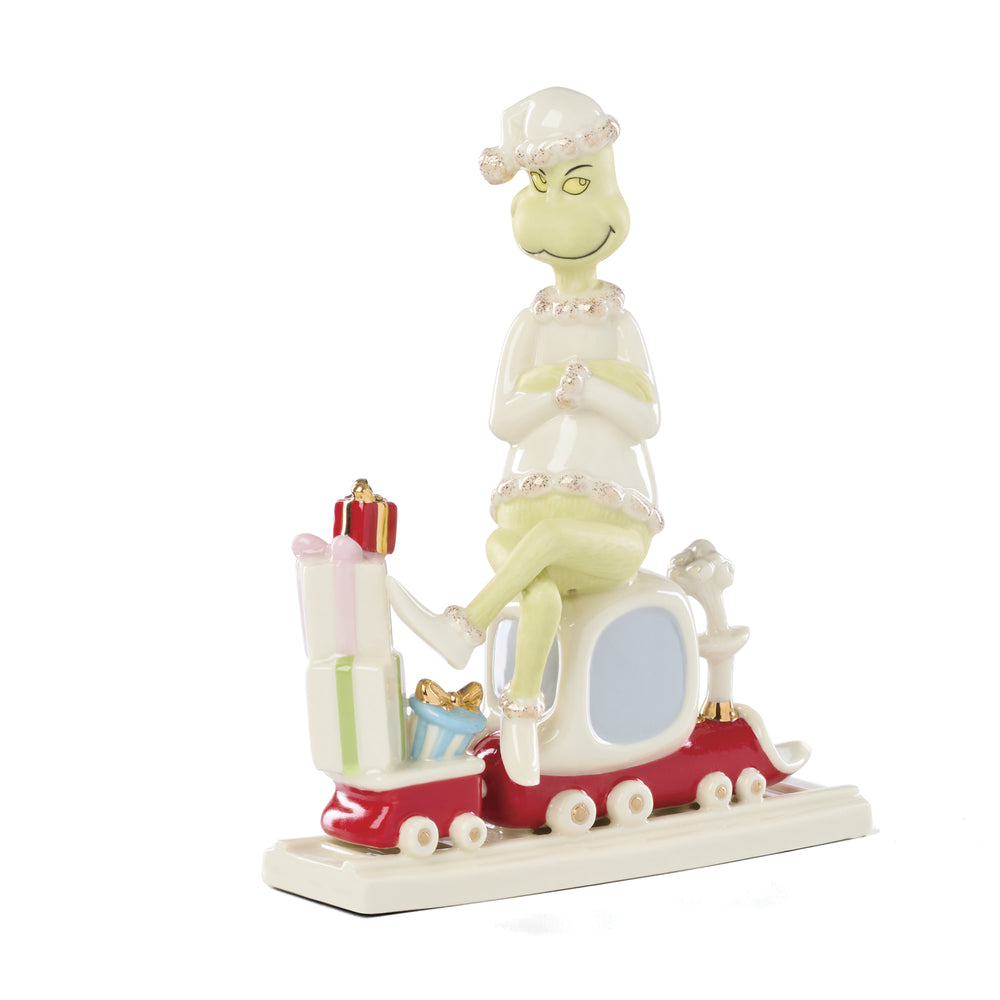 Lenox Grinch Holiday Porcelain Figurine Hand Painted with 24k Gold Accents Festive Collectible Decor Grinch Gets The Gifts Figurine 820460