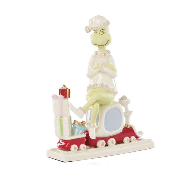 Lenox Grinch Holiday Porcelain Figurine Hand Painted with 24k Gold Accents Festive Collectible Decor All Aboard with Mr. Grinch Figurine 843353