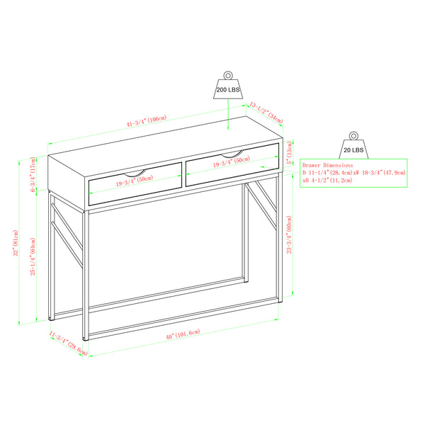 2-Drawer Faux Shagreen Entry Table Grey AFVET2DRETGY Walker Edison