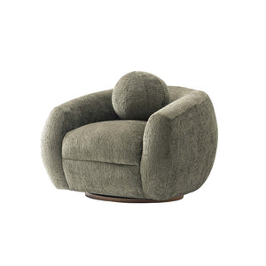 English Elm Lounge Swivel Accent Chair Olive Chenille Upholstered with Birch Frame for Living Rooms B365P398017