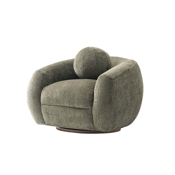 English Elm Lounge Swivel Accent Chair Olive Chenille Upholstered with Birch Frame for Living Rooms B365P398017