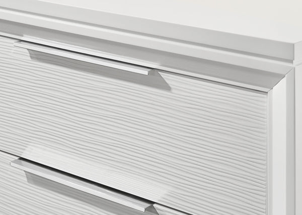 English Elm Contemporary White Textured 5-Drawer Tall Chest Solid Wood Bedroom Storage with Tapered Feet, Easy Assembly B2741P320865