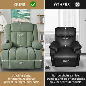 English Elm Power Lift Recliner Velvet Chair with Extended Footrest and Cup Holders for Elderly W1028S00060