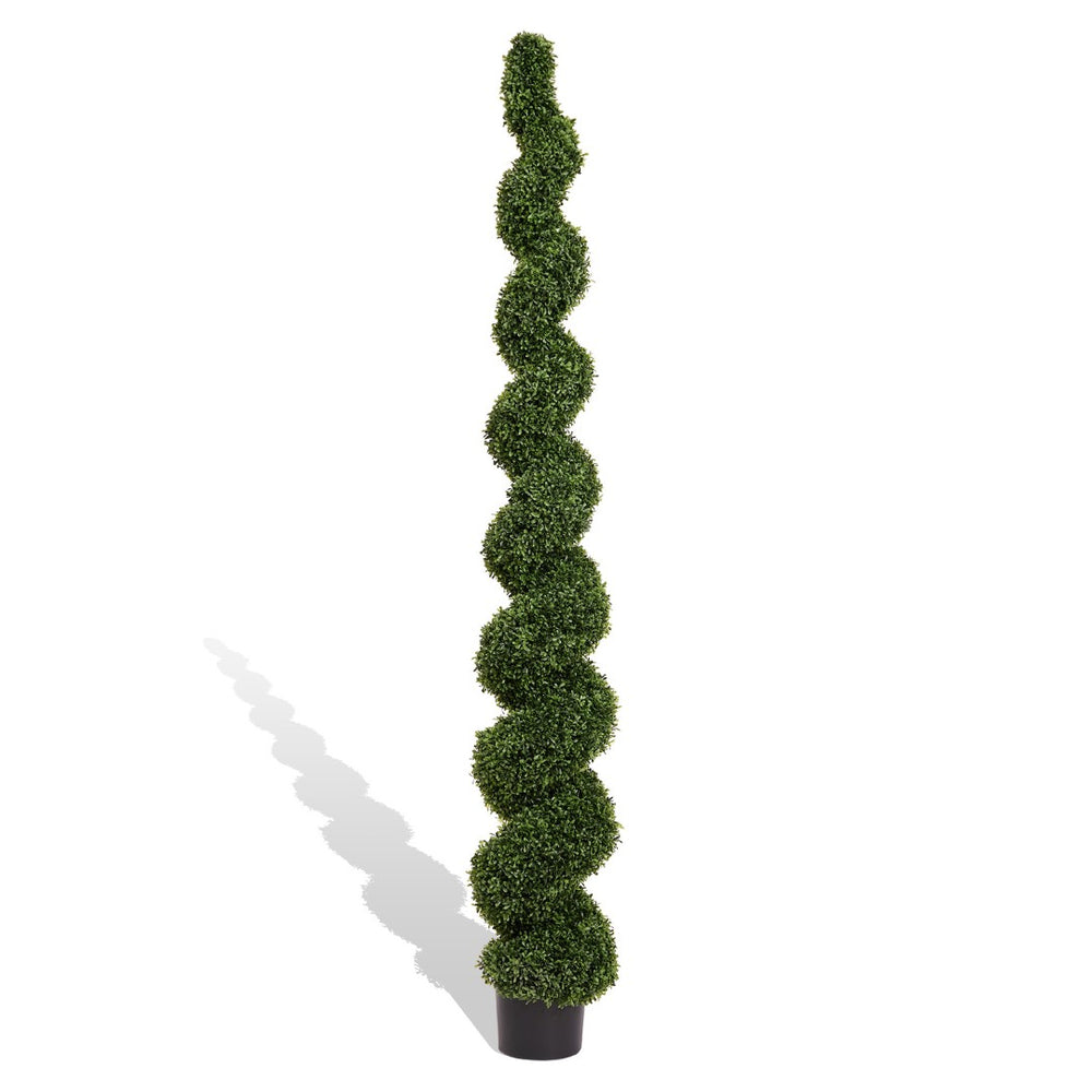 English Elm 7ft Spiral Faux Boxwood Topiary Sculpted Artificial Tree for Patio Porch Entryway W2945P279014
