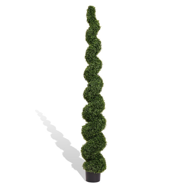 English Elm 7ft Spiral Faux Boxwood Topiary Sculpted Artificial Tree for Patio Porch Entryway W2945P279014