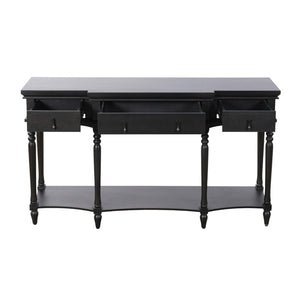 English Elm [video] Solid Pine Console Table Ornate Carved Legs Copper Hardware Soft-close Drawers Black N759P433566B