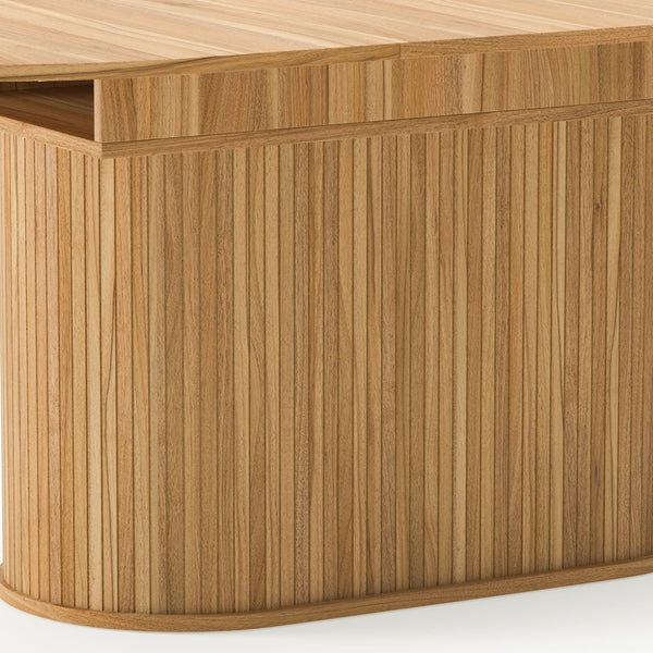 English Elm 55.11"-70.86" Extendable Dining Table with Sculpted Striped Legs Seats Six in Modern Style Natural W757P411747