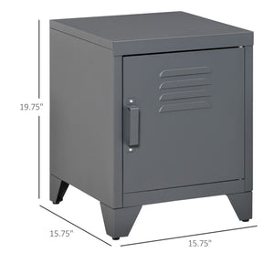 English Elm Homcom Industrial Steel Side Table with Louvered Door and Adjustable Shelf for Living Room W2225P229488