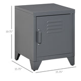 English Elm Homcom Industrial End Table, Living Room Side Table With Locker-Style Door and Adjustable Shelf, Grey