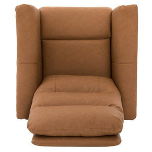 English Elm Manual Recliner Swivel Rocker Boucle Chair with 8-point Massage for Nursery or Living Room Brown N763P363763D
