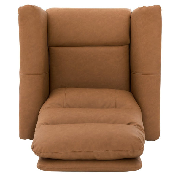 English Elm Manual Recliner Swivel Rocker Boucle Chair with 8-point Massage for Nursery or Living Room Brown N763P363763D