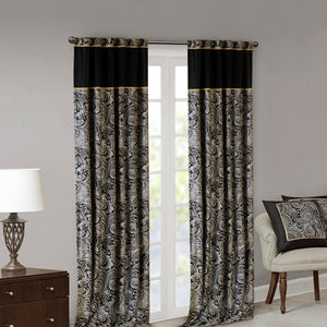English Elm Jacquard Madison Park Aubrey Window Curtain Pair with Paisley Weave, Faux Silk Piping, OEKO-TEX Certified Multicolor 3.05 L x 10.24 W x 9.45 H B03598267