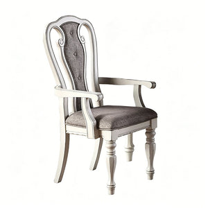 English Elm 2-piece French Vintage Upholstered Arm Chair Set with Sculpted Wood Frame Dining B2770P508018
