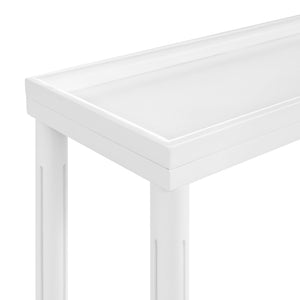 English Elm Narrow End Tables Set of 2 with Open Lower Shelf Slim Wood Living Room Accent White B2751P436466
