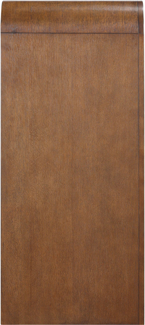 Meridian Furniture Giada Art Deco Burl Veneer Tall Chest with Arched Edges for Elegant Bedroom Corner Storage Brown 843Brown-CH