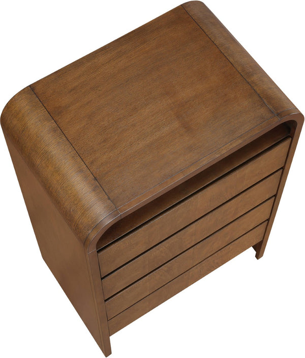 Meridian Furniture Giada Art Deco Burl Veneer Tall Chest with Arched Edges for Elegant Bedroom Corner Storage Brown 843Brown-CH