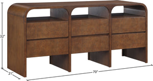 Meridian Furniture Giada Art Deco Burl Veneer Dresser with Arched Edges and Oak Ash Grain for Primary Bedroom Brown 843Brown-D