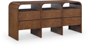 Meridian Furniture Giada Art Deco Burl Veneer Dresser with Arched Edges and Oak Ash Grain for Primary Bedroom Brown 843Brown-D