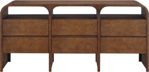 Meridian Furniture Giada Art Deco Burl Veneer Dresser with Arched Edges and Oak Ash Grain for Primary Bedroom Brown 843Brown-D