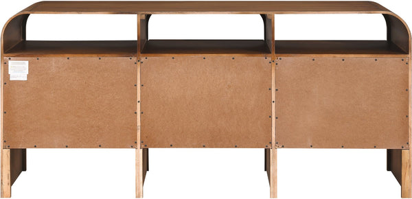 Meridian Furniture Giada Art Deco Burl Veneer Dresser with Arched Edges and Oak Ash Grain for Primary Bedroom Brown 843Brown-D