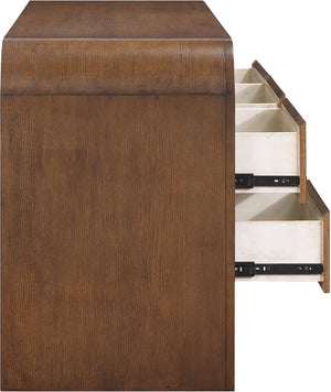 Meridian Furniture Giada Art Deco Burl Veneer Dresser with Arched Edges and Oak Ash Grain for Primary Bedroom Brown 843Brown-D