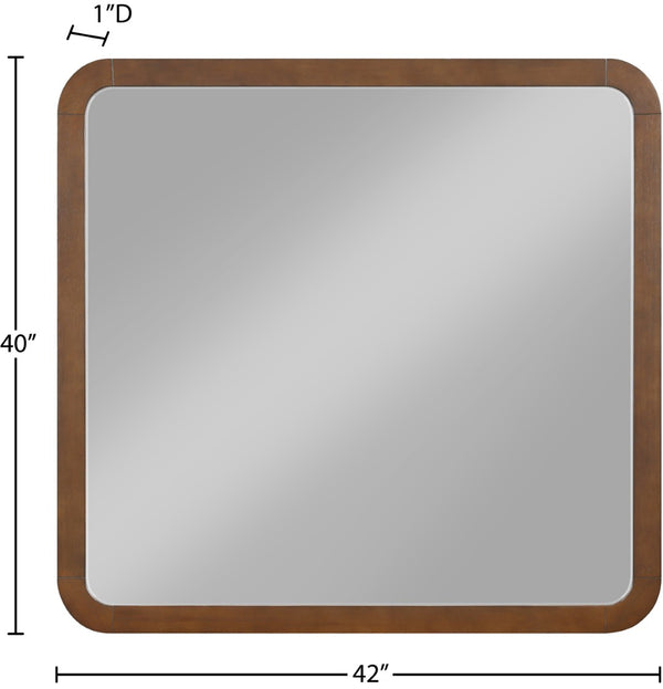 Meridian Furniture Giada Arched Burl Wood Veneer Wall Mirror with Art Deco Grain Silhouette for Living Room Decor Brown 843Brown-M