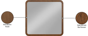 Meridian Furniture Giada Arched Burl Wood Veneer Wall Mirror with Art Deco Grain Silhouette for Living Room Decor Brown 843Brown-M