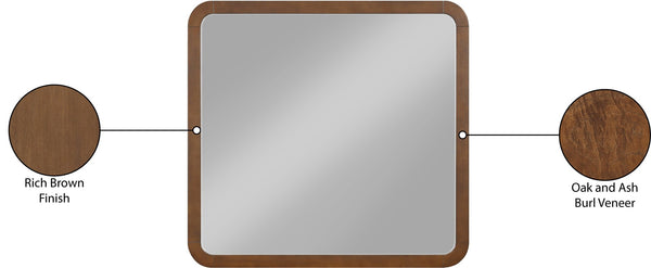 Meridian Furniture Giada Arched Burl Wood Veneer Wall Mirror with Art Deco Grain Silhouette for Living Room Decor Brown 843Brown-M