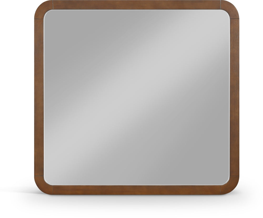 Meridian Furniture Giada Arched Burl Wood Veneer Wall Mirror with Art Deco Grain Silhouette for Living Room Decor Brown 843Brown-M