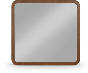Meridian Furniture Giada Arched Burl Wood Veneer Wall Mirror with Art Deco Grain Silhouette for Living Room Decor Brown 843Brown-M