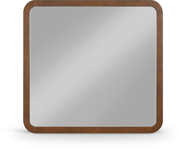 Meridian Furniture Giada Arched Burl Wood Veneer Wall Mirror with Art Deco Grain Silhouette for Living Room Decor Brown 843Brown-M
