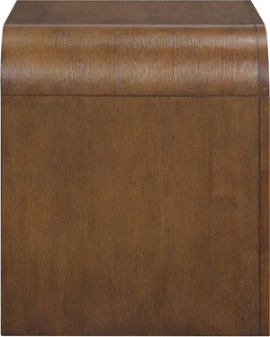 Meridian Furniture Giada Art Deco Burl Veneer Nightstand with Arched Geometric Sculptural Bedroom Design Brown 843Brown-NS