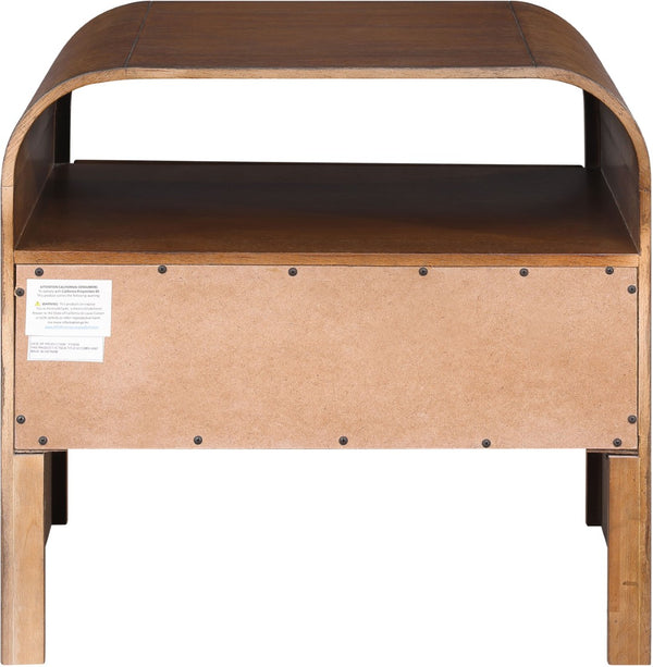 Meridian Furniture Giada Art Deco Burl Veneer Nightstand with Arched Geometric Sculptural Bedroom Design Brown 843Brown-NS
