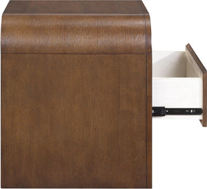 Meridian Furniture Giada Art Deco Burl Veneer Nightstand with Arched Geometric Sculptural Bedroom Design Brown 843Brown-NS