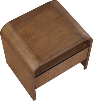 Meridian Furniture Giada Art Deco Burl Veneer Nightstand with Arched Geometric Sculptural Bedroom Design Brown 843Brown-NS
