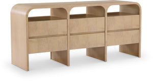 Meridian Furniture Giada Art Deco Burl Veneer Dresser with Arched Edges and Oak Ash Grain for Primary Bedroom Natural 843Natural-D