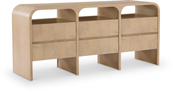 Meridian Furniture Giada Art Deco Burl Veneer Dresser with Arched Edges and Oak Ash Grain for Primary Bedroom Natural 843Natural-D