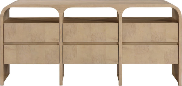 Meridian Furniture Giada Art Deco Burl Veneer Dresser with Arched Edges and Oak Ash Grain for Primary Bedroom Natural 843Natural-D