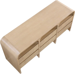 Meridian Furniture Giada Art Deco Burl Veneer Dresser with Arched Edges and Oak Ash Grain for Primary Bedroom Natural 843Natural-D