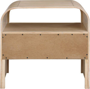 Meridian Furniture Giada Art Deco Burl Veneer Nightstand with Arched Geometric Sculptural Bedroom Design Natural 843Natural-NS