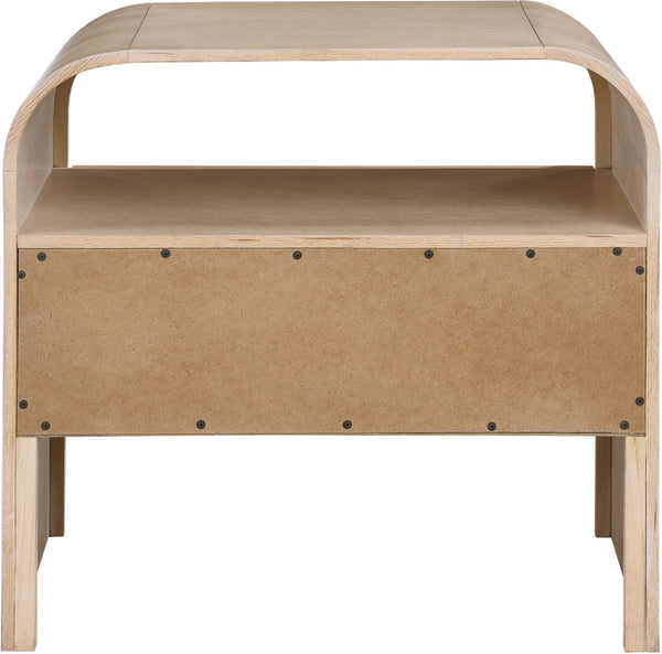 Meridian Furniture Giada Art Deco Burl Veneer Nightstand with Arched Geometric Sculptural Bedroom Design Natural 843Natural-NS