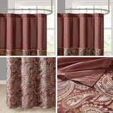 Madison Park Aubrey Traditional Jacquard Shower Curtain MP70-3034 Burgundy