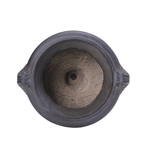 English Elm Elegant Handcrafted Mgo Floral Relief Garden Urn Planter with Antique White Finish Black N772P389441B
