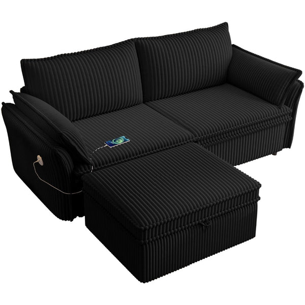 English Elm This 85 Inch Fleece Convertible Sofa Bed Sleeps Guests with 600 Lb Wood Frame W3820S00037
